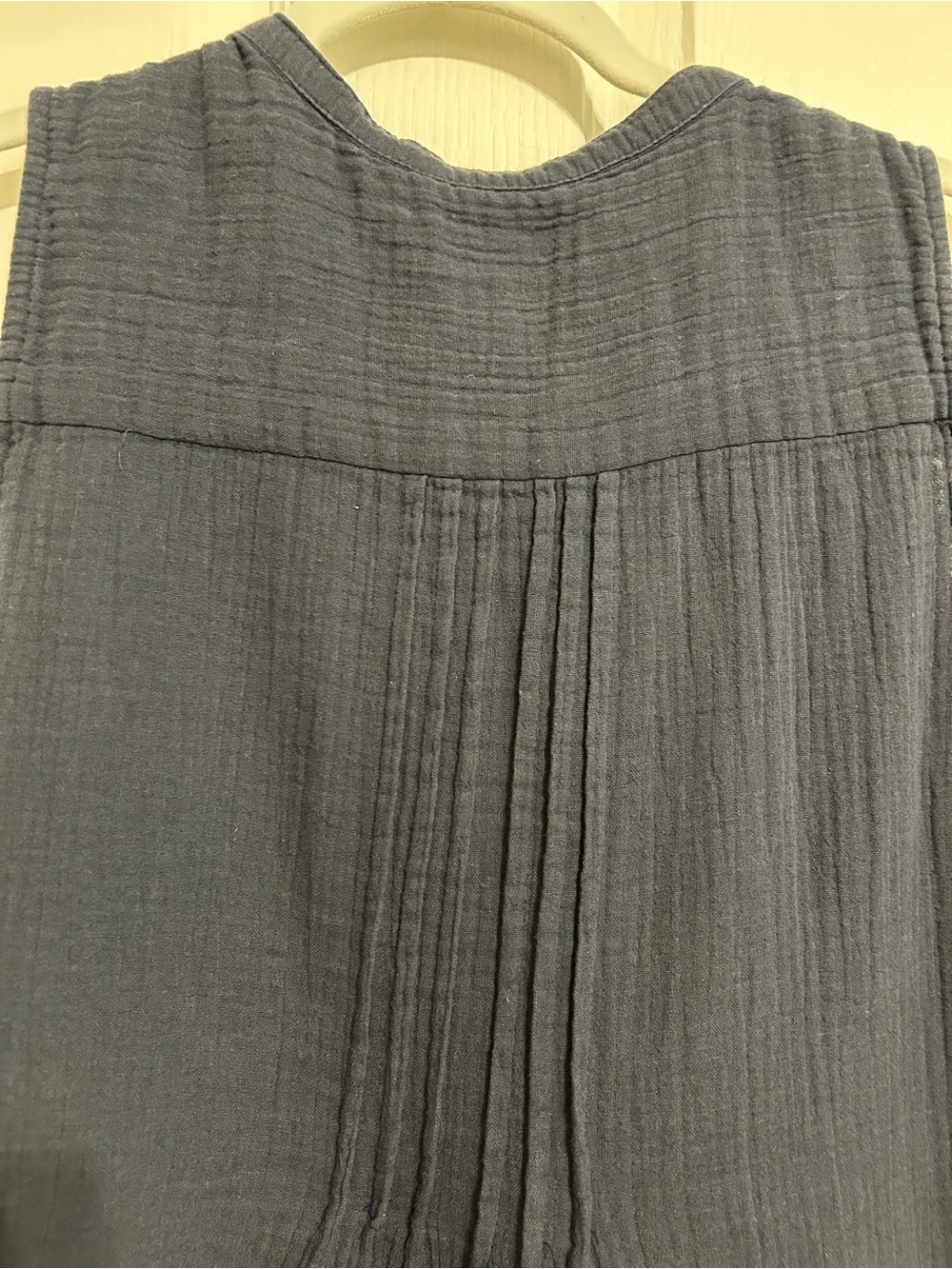Quince Slate Blue Sleeveless Button-Front Cotton Gauze Dress - Picture 6 of 9
